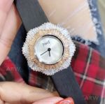 Swiss Replica Piaget Limelight Gala Blooming Flower Diamond Case Black Leather 33 MM Quartz Watch